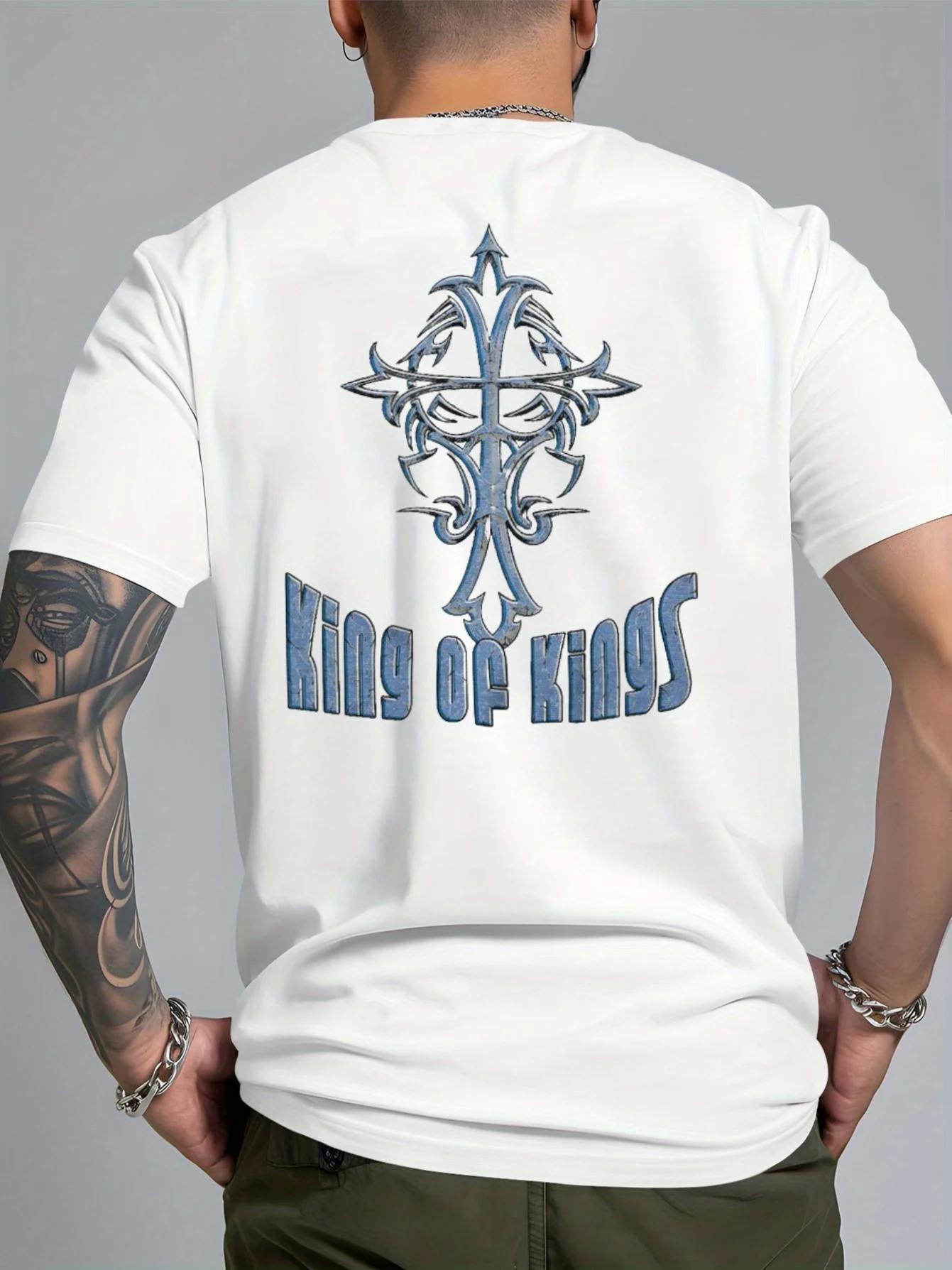 

Men's religious-themed cotton T-shirt - King Of Kings, Christian clothing - Soft 100% cotton, summer