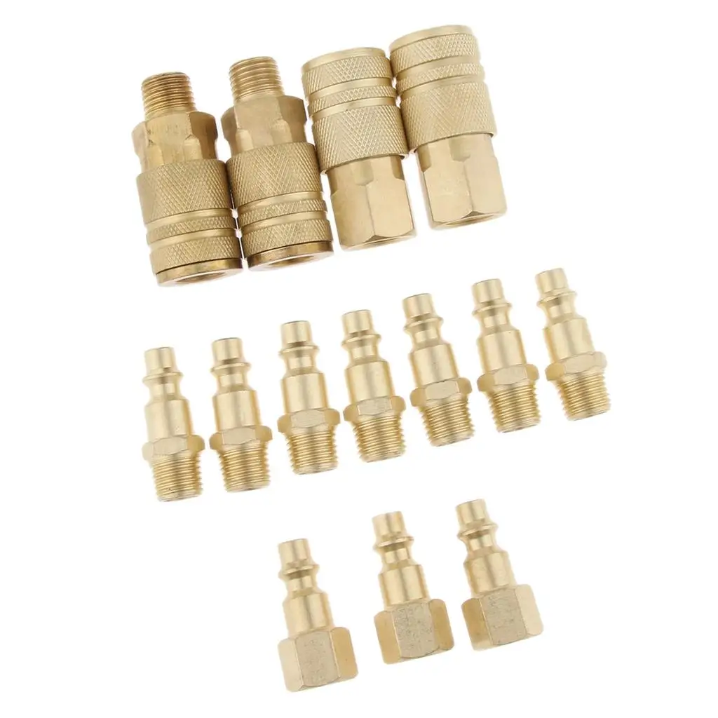

14 Pieces Brass Quick Coupler Set, air Connector Fittings 1/4 Inch Tool