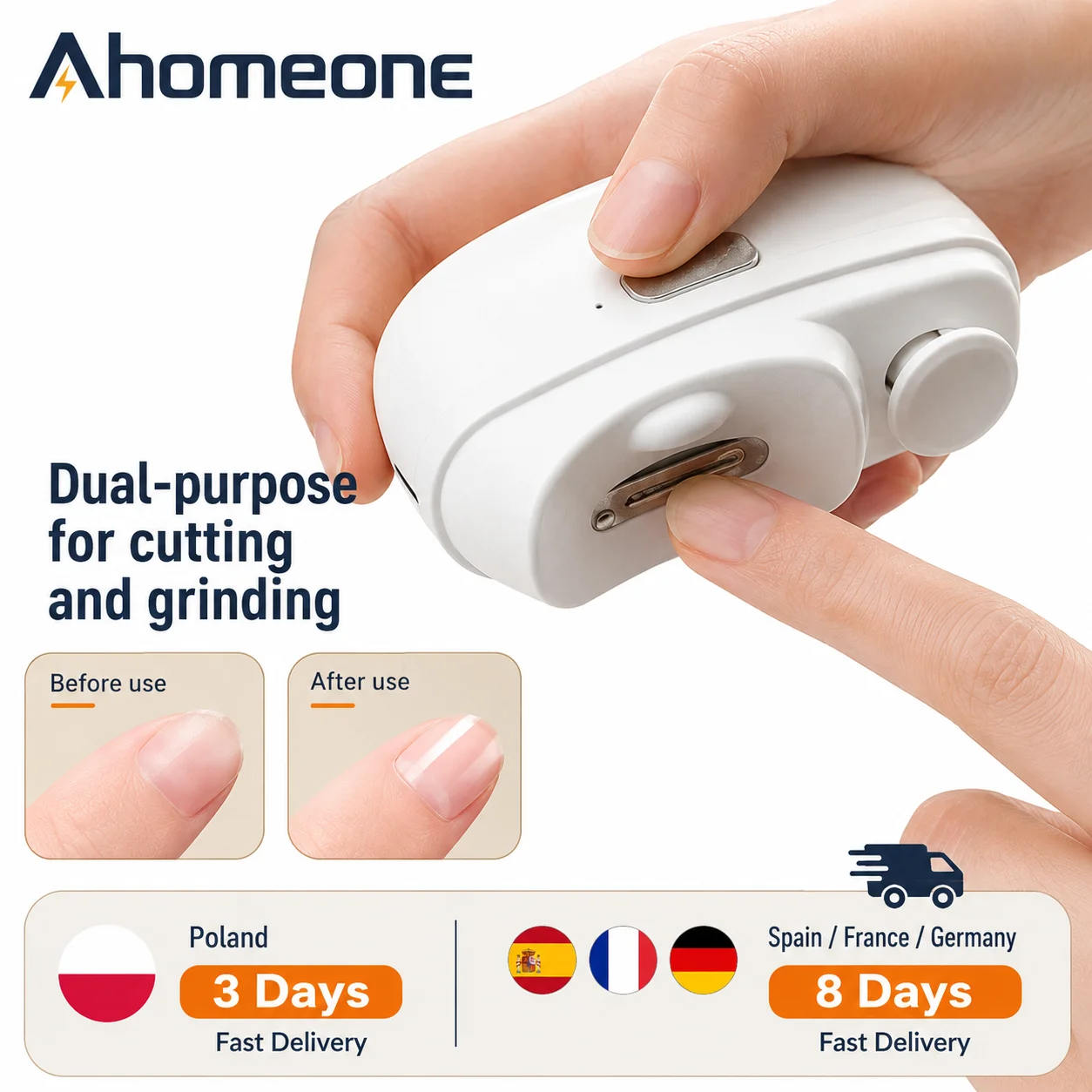 Coupe-ongles électrique 2 en 1 avec lumière LED, lime à ongles et polisseur USB, 2 vitesses, lame en alliage pour ponçage et polissage, kit de manucure avec bac de récupération des copeaux intégré, rechargeable USB-C, autonomie de 4h, faible bruit, pour bébés, enfants et adultes