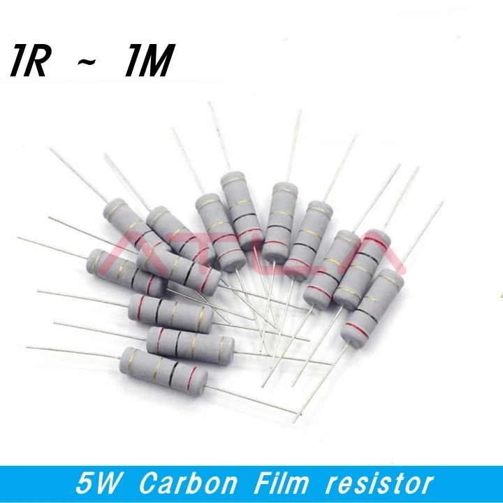 

10pcs 5W 5% Carbon Film resistor 1R ~ 1M 2.2R 10R 22R 47R 51R 100R 150R 470R 1K 4.7K 10K 47K 1 2.2 10 22 47 51 100 150 470 ohm