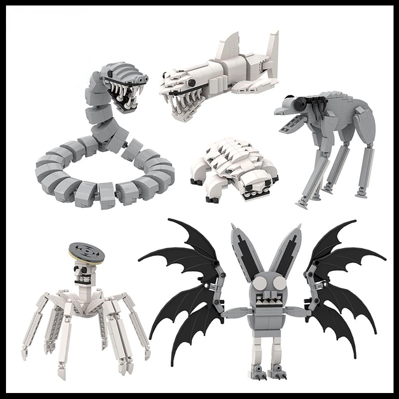 MOC Animals Zoo of Freaks Turtles Snakes Sharks Spiders Horses Bats Model Building Blocks Ideas Set Puzzle Bricks Toy Xmas Gifts