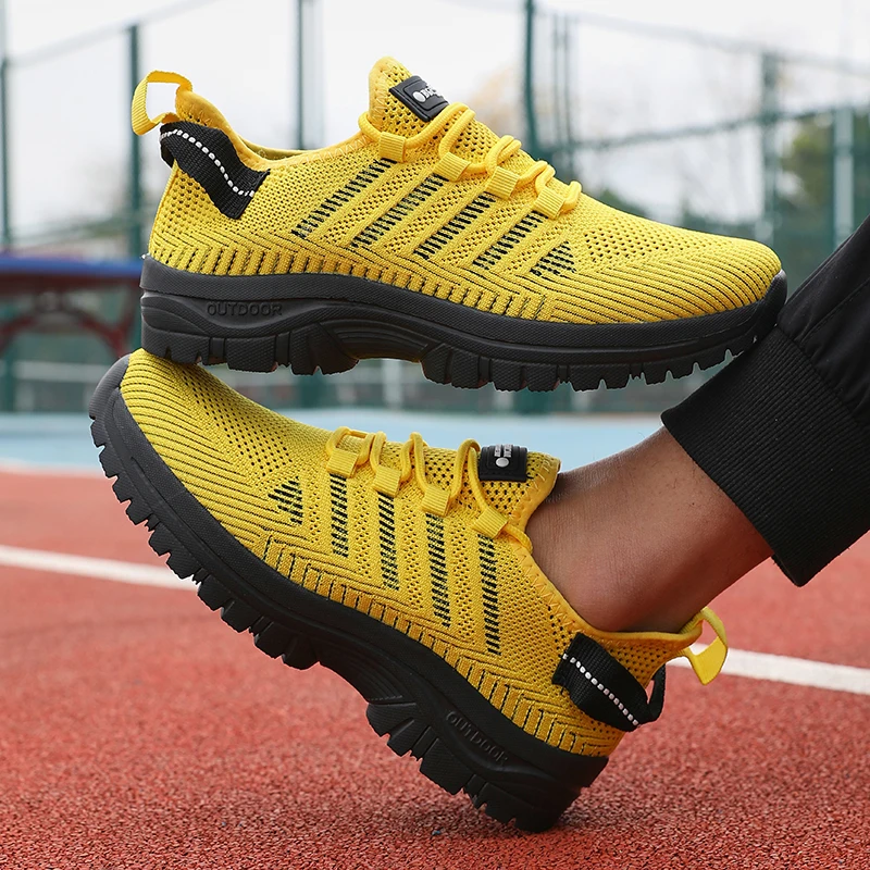 2025 Men's Running Shoes Knitted Mesh Breathable Fashion Casual Sports Shoes Comfortable Fitness Lightweight Men's Casual Shoes