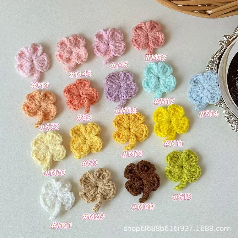 

10pcs 2.5-3cm Crochet Four Leaf Clover Colored Embroidered Patch Four Leaf Clover Sewing Patch Green Leaf Embroidered