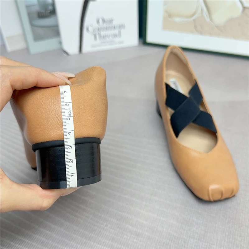 

Comfortable Soft Bot Ballet Flats Women's Mary Jane oes Increased Height 7cm Cross Strap Slip-On Casual Faion Footwear