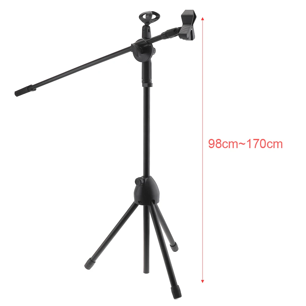 Mikrofon Profesional Dudukan Lantai Dapat Disesuaikan Tahap Tripod Ayunan Boom Pemegang Logam Braket Dudukan Mikrofon untuk Mikrofon Studio