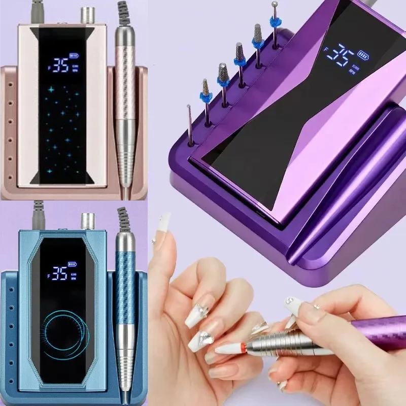 Sem escova 40000rpm elétrica máquina de broca do prego 85w lidar com manicure portátil ferramenta polimento broca do prego recarregável arte do prego