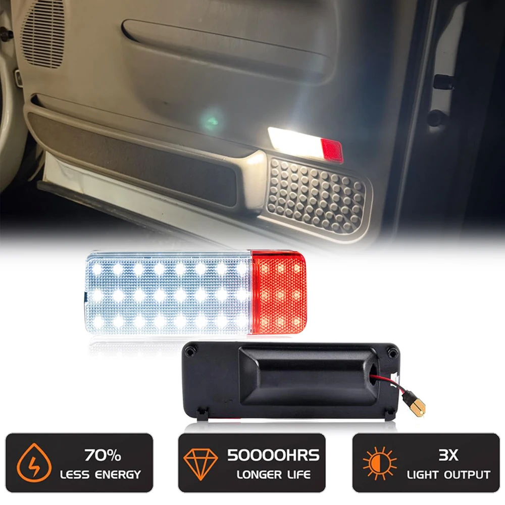 

Auto Pars Side Panel LED Door Warning Light for Ford F150 F250 BRONCO F350 Car Welcome White Red Lights No Error