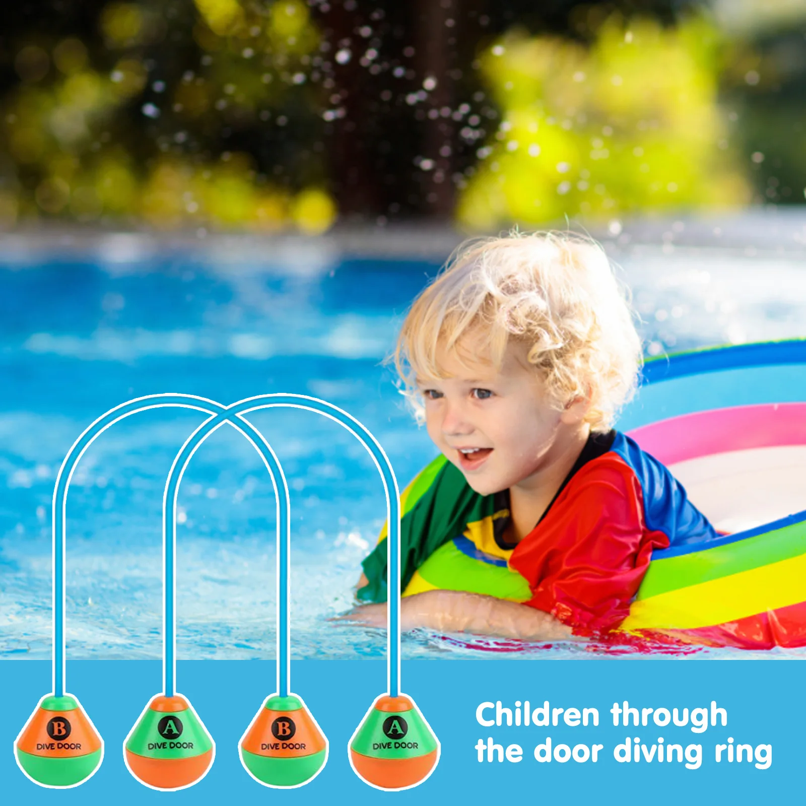10-2PCS Through Door Diving Ring Funny Swimming Game Aids Dive Door Reusable Diving Training Crossing Rope Door Pool Water Toys
