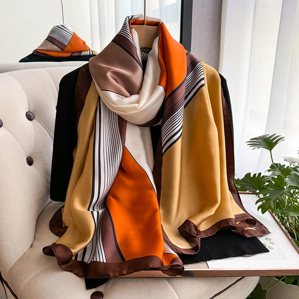 Luxury Brand Scarf Spring Summer Women Beach Sunscreen Fashion Party Shawl China Quality Silk Lady Popular Print Scarves Hijab
