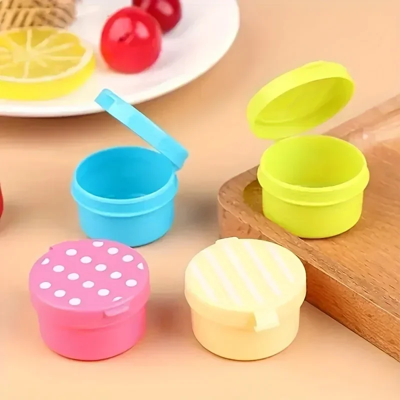 4Pcs Mini Lunch Box Accessories Portable Travel-Sized Seasoning Container Cute Pattern Tomato Honey Condiment Container For Kids