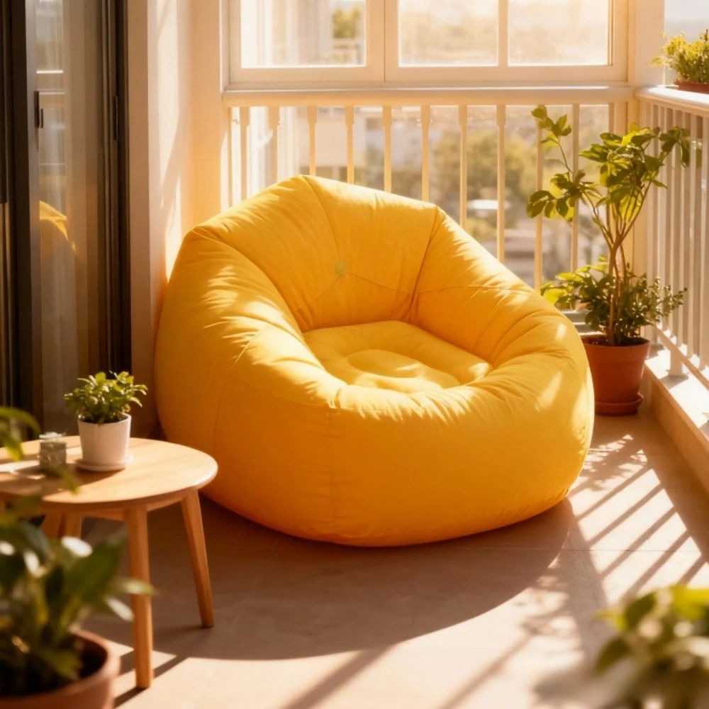 Flocking Inflatable Lazy Sofa Single Bean Bag Shape Foldable Spherical Inflatable Multicolor Sofa Relaxing and Comfortable Home