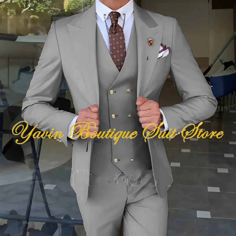 Suit for Men Wedding Bridegroom Tuxedo Jacket Pants Vest Three-piece Suit High-quality Customized Men's Suit