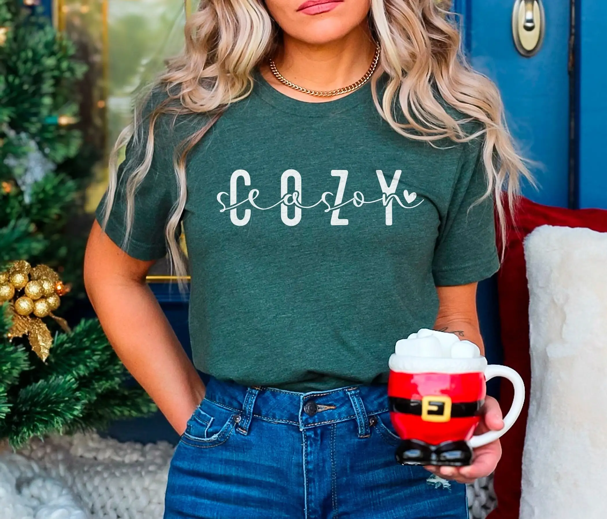 Cozy Season Christmas T Shirt Vibes Holiday Fashion New Year Crew Mommom