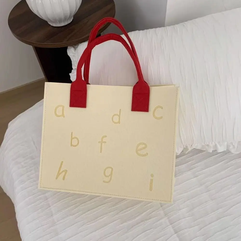 Bolso de mano informal de fieltro con letras, bolsa de almacenamiento de Color sólido, bolsa de mano de fieltro de gran capacidad, bolsa de compras, bolsa de regalo para niñas