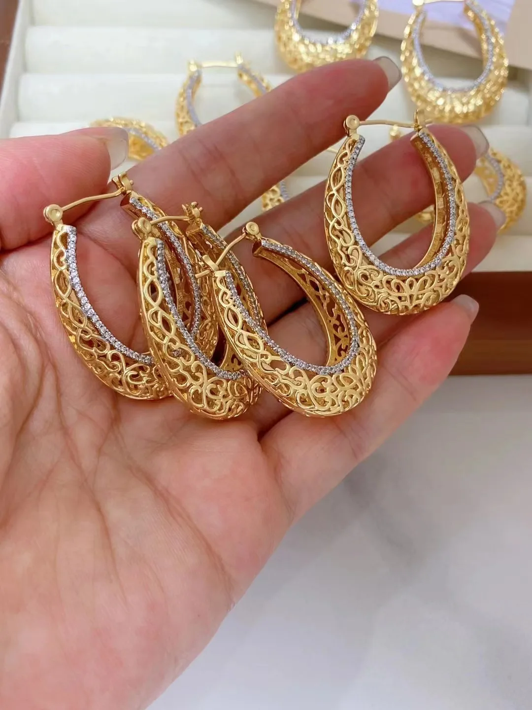 5 Pairs, Trendy Exquisite Female Geometric Fashion Gold Color Exaggerate Earrings For Women Jewelry Accessories Party Gifts