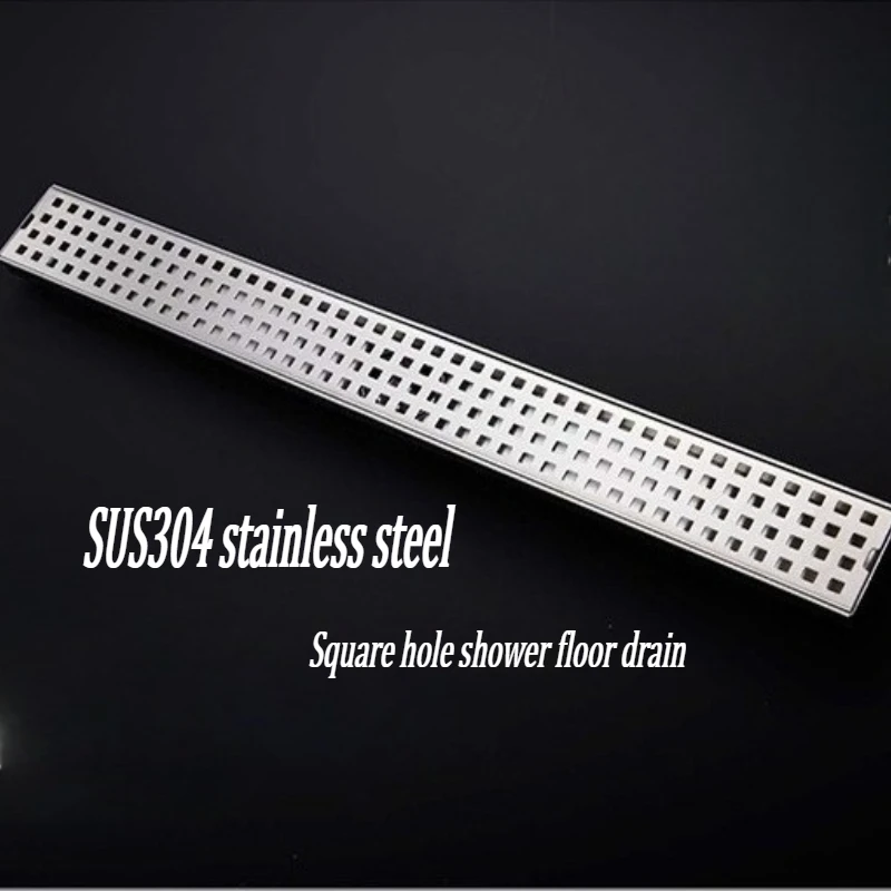 304 stainless steel shower room, bathroom large displacement side exhaust anti odor rectangular floor drain 6.8X50cm