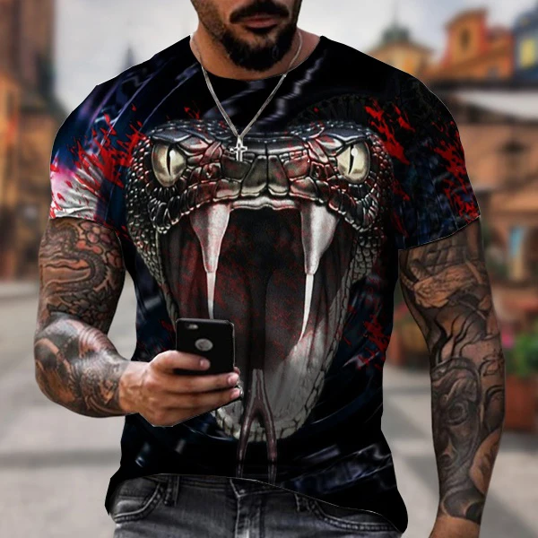 Newest Men and Women Fashion 3d Printed Snake T-shirt Personality Creative T-shirt Tops