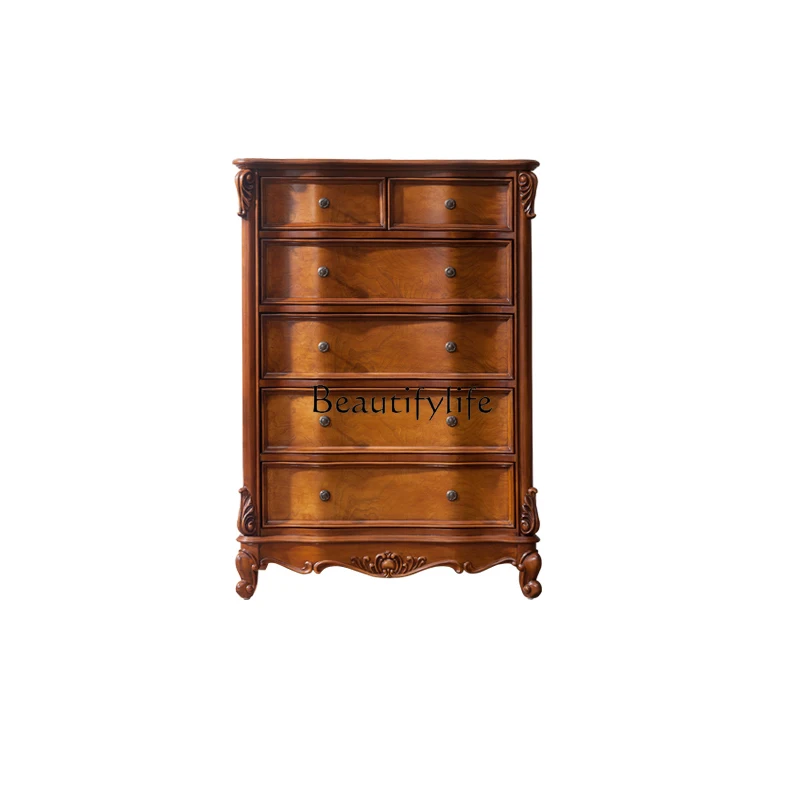 

American Retro Solid Wood Nordic Large Side Cabinet European-Style Home Bedroom Wall Storage Cabinet