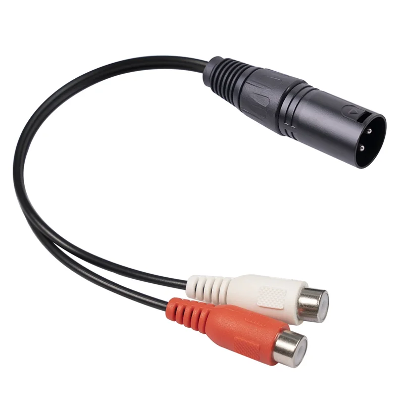 B68A XLR To RCA Y Splitter Cable 3 Pin XLR Male To 2RCA Female Amplifier Mixing Plug AV Cable XLR To Dual RCA Cable 20Cm