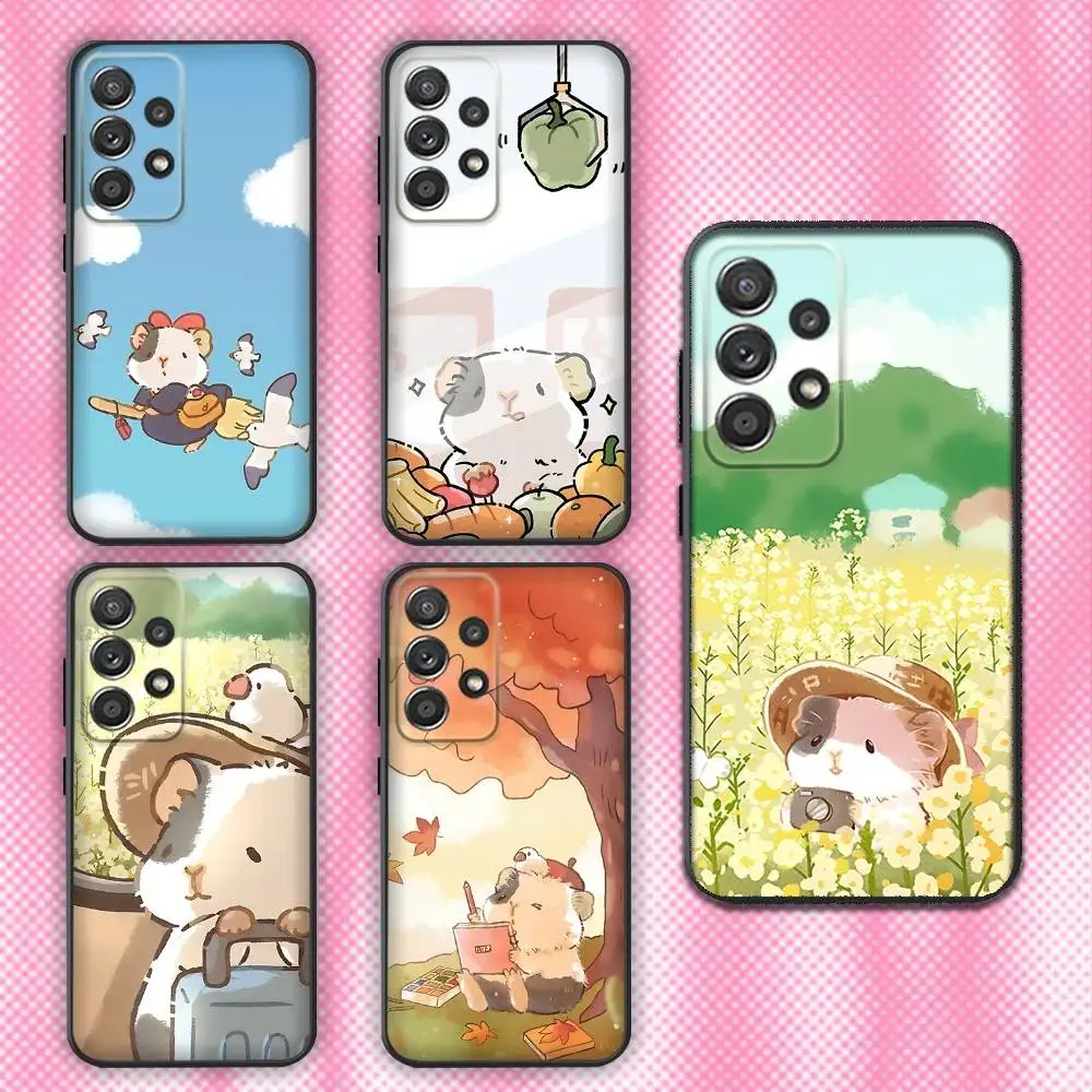 

Cartoon Hamster Phone Case For Samsung Galaxy A13,A21s,A22,A31,A32,A52,A53,A71,A80,Soft Black Shell