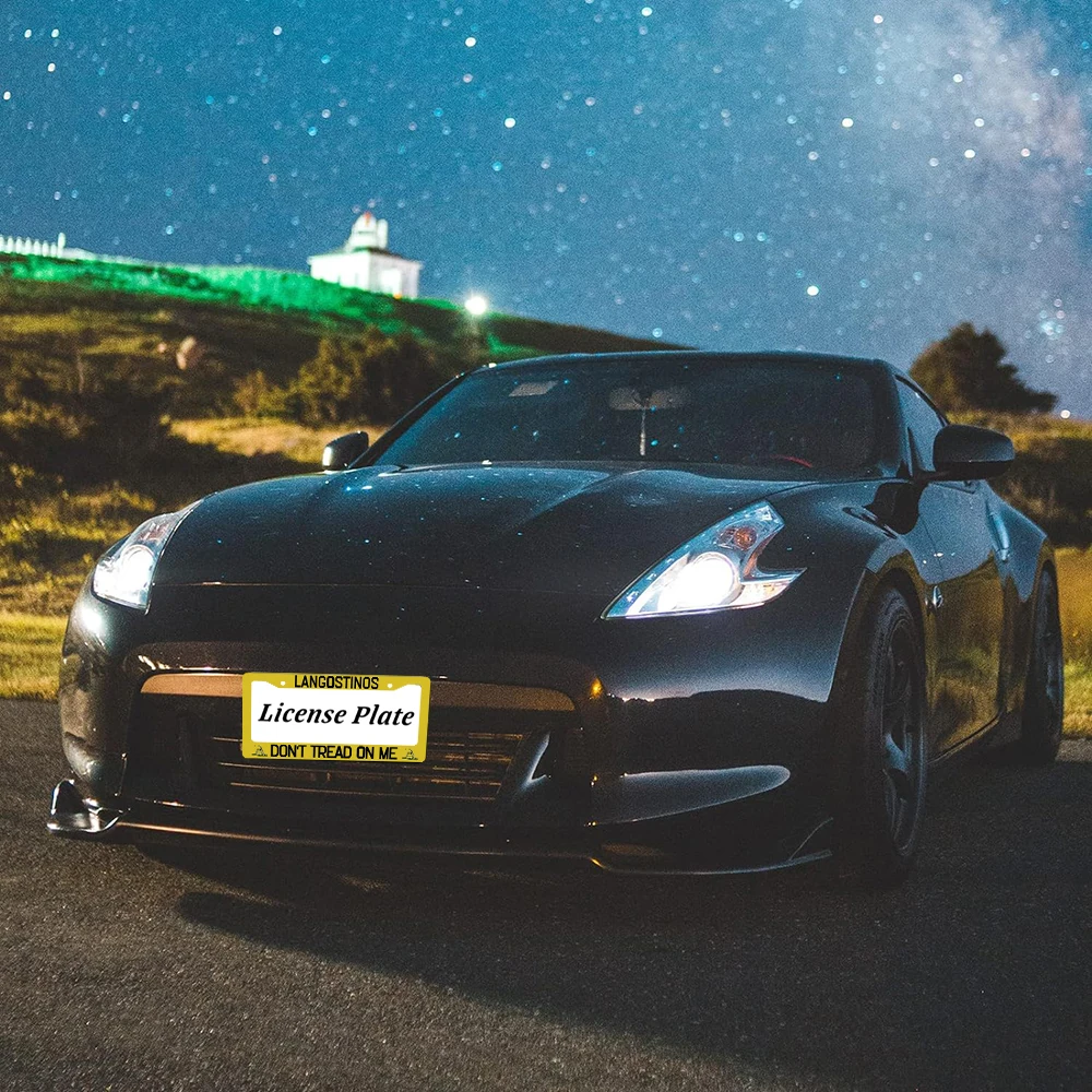 غطاء لوحة الترخيص أصفر أسود إطارات لوحة الترخيص Langostinos Don't Tread on Me ملحق سيارة عالمي من الألومنيوم #6
