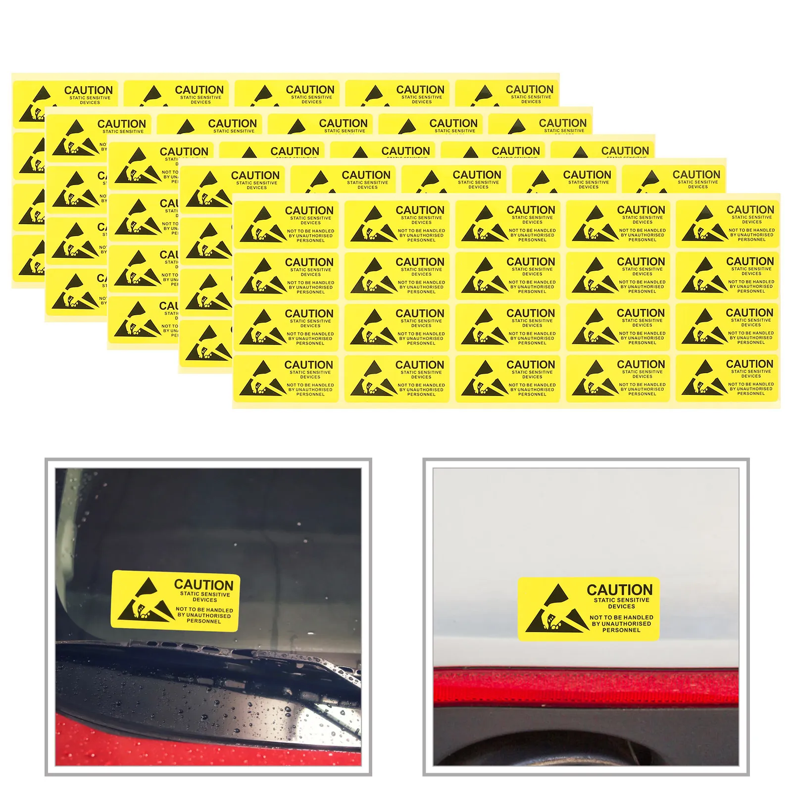

450Pcs Static Devices Stickers Warning Sign Yellow Thick Material Wall Sticker Car Office School Shop Decals Esd Static