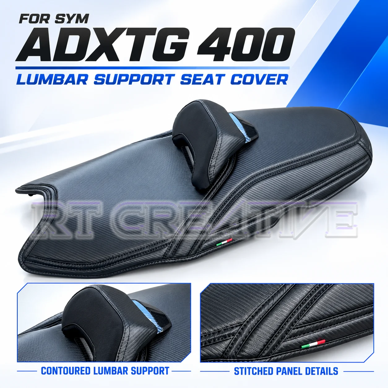 Comfort Seat Cover With Backrest Waist Support For SYM ADXTG400 Swordtooth Tiger