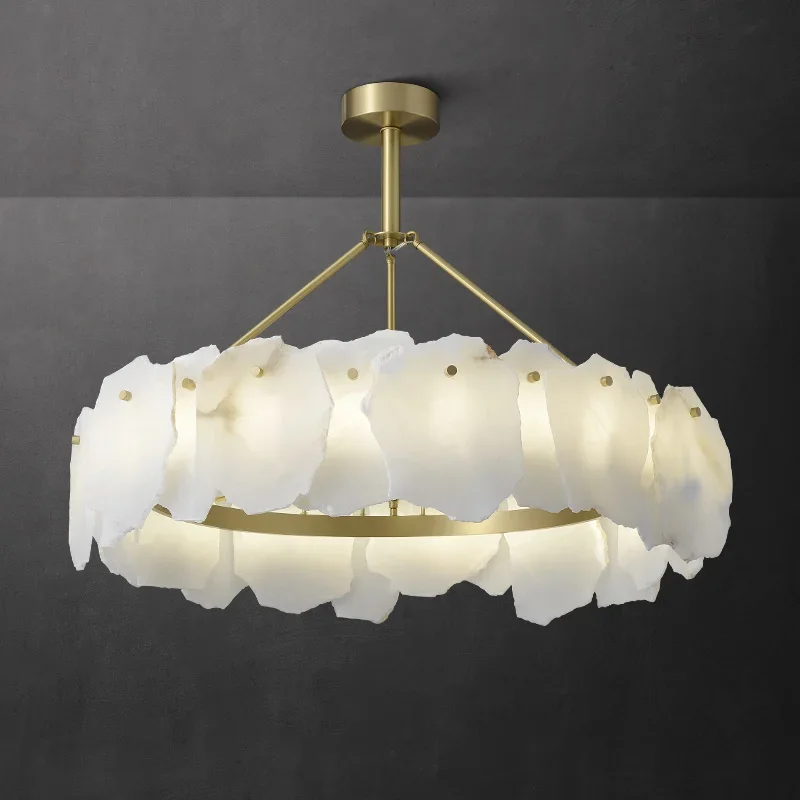 Contemporary Chinese Style Pendant Light with Marble and Full Copper for Living Room and Dining Room