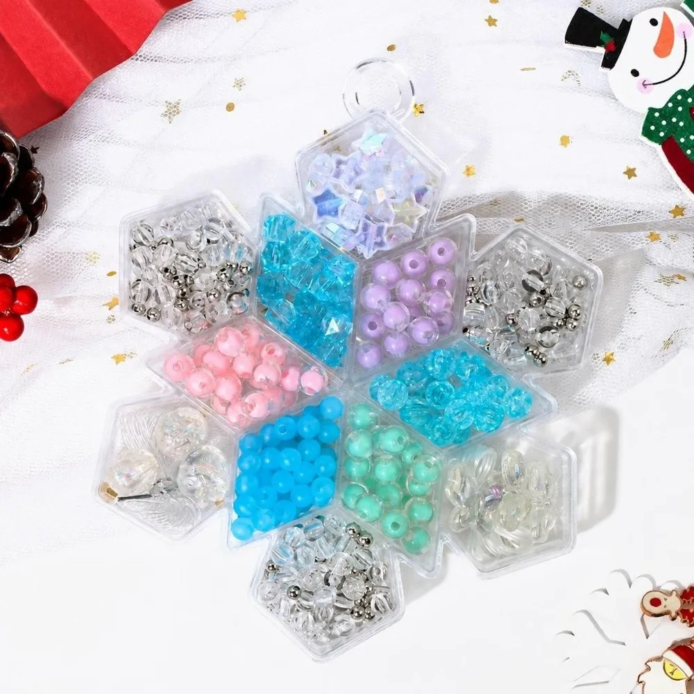 Multi-Color Christmas Beading DIY Kit Handmade Complete Supplies Bracelet Necklace Making Entry-level Snowflake Shaped