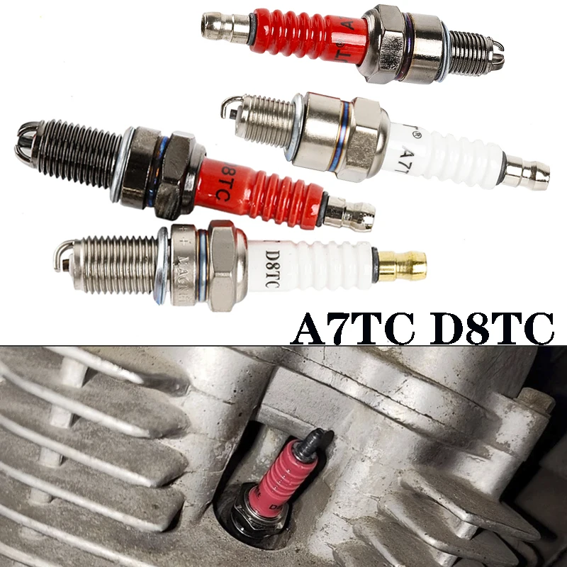 1/3Pcs Motorcycle A7TC D8TC High Performance Spark Plug 3 Triple Electrode For ATV GY6 50cc 110cc 125cc 150cc Motocross Parts