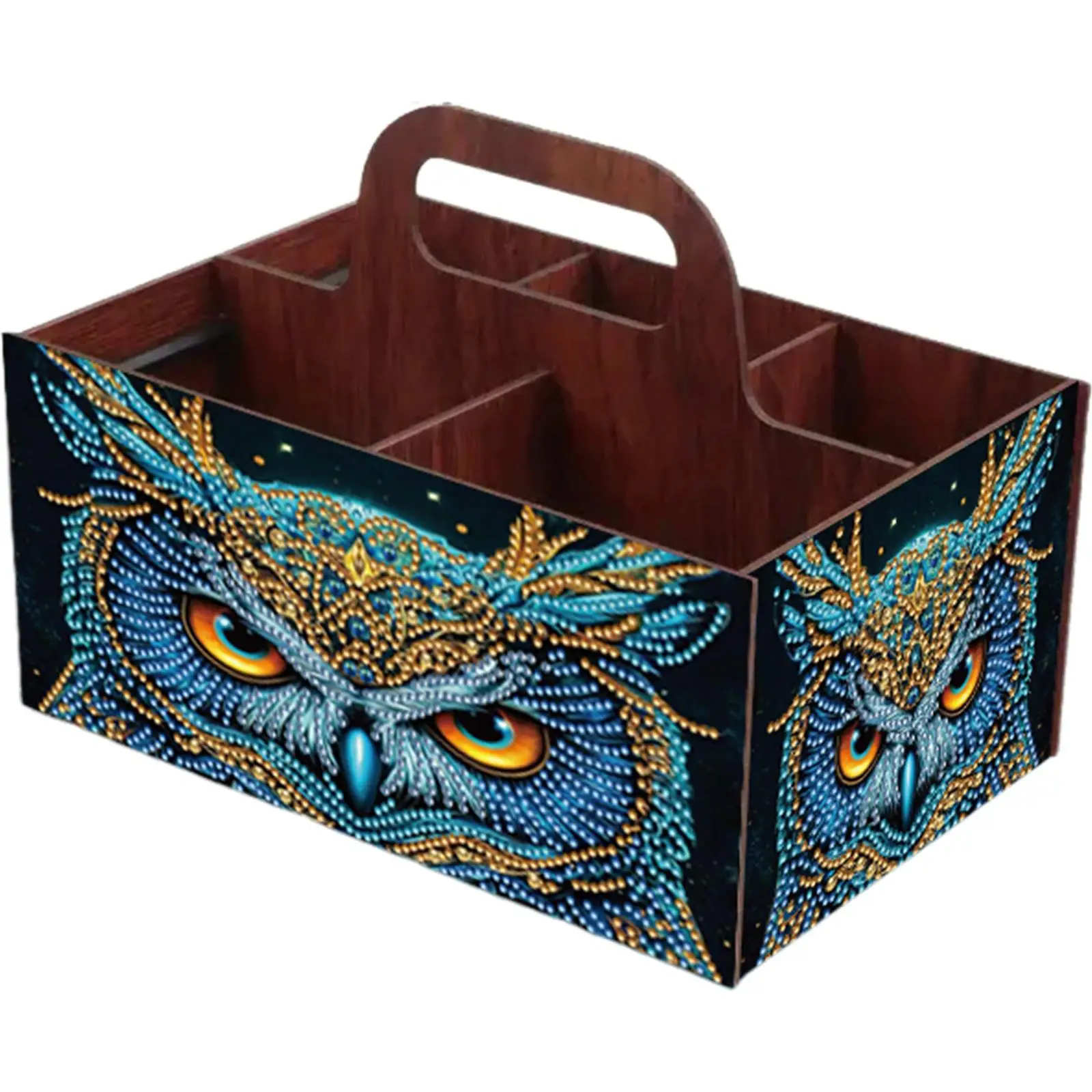 

Completed Diamond Art Handmade Wooden Storage Box for Desktop Decor (Owl)