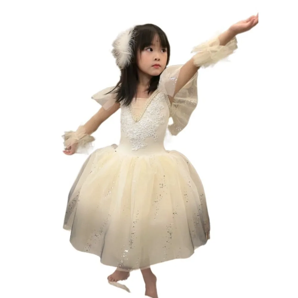 子供服妖精エレガントショーバレエチュチュドレス女の子ダンスウェアステージ衣装プリンセスパーティー子供服パフォーマンス