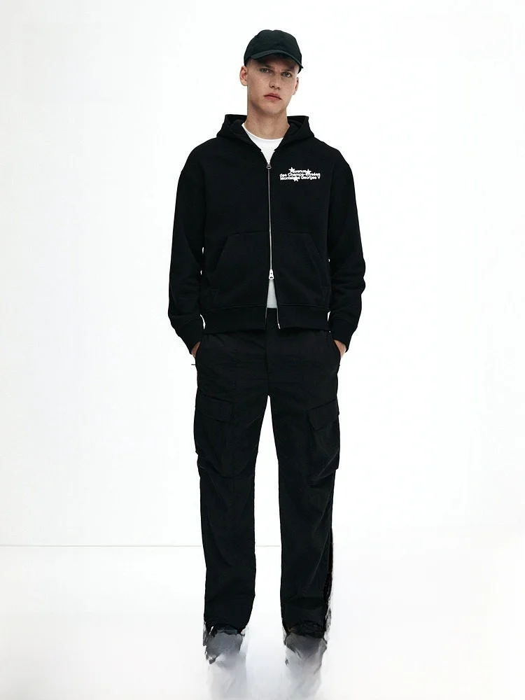 

Мужские повседневные брюки H&M в американском стиле, свободные, простые, из нейлона, рабочие, длинные, прямого кроя, из полиэфирного волокна