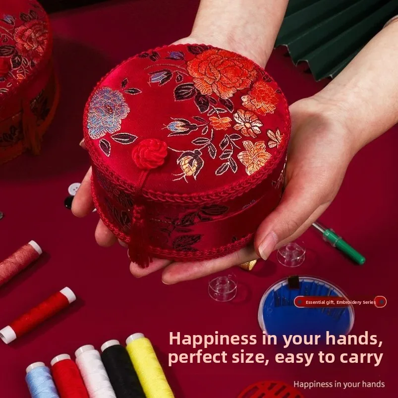 

Practical Sewing Needlework Box Bridal Celebration Essential Home Use Thread Box Complete Set of Bridal Trousseau