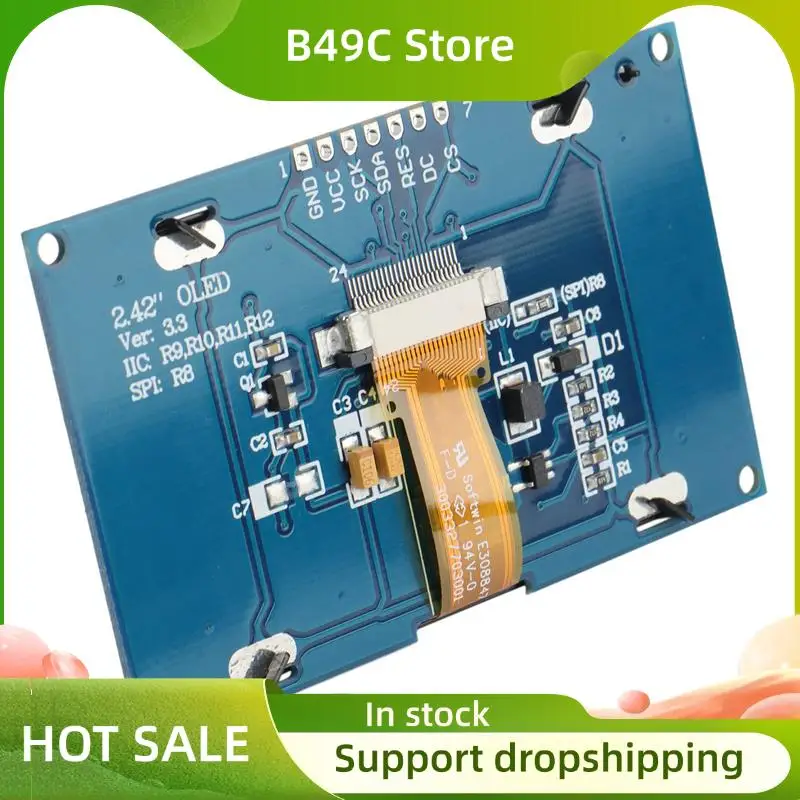 

B49C 4 шт. 2,42 дюйма 12864 128X64 модуль OLED-дисплея IIC I2C SPI последовательный ЖК-экран для C51 STM32 SSD1309 (белый шрифт)