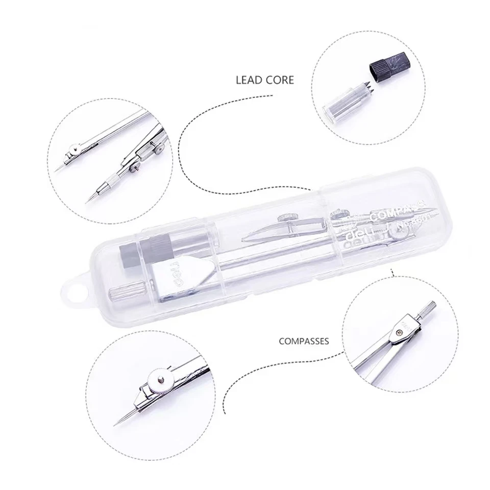 Deli 8603 8605 Metal Compasses Student Professional Graphics Compasses Compas Scolaire Chescolar Compass Set