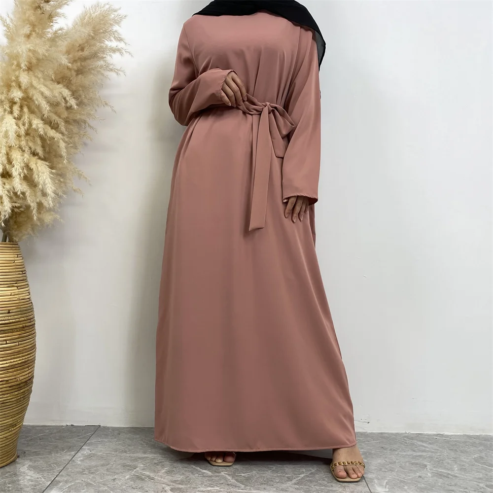 عباية إسلامية موضة جديدة فستان ساخن تركيا العربية دبي رداء بلون سادة مع جيوب فستان نسائي طويل 38