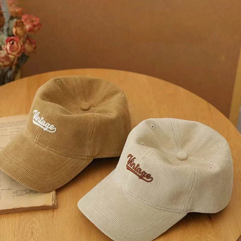 Vintage Cord Baseball Cap für Männer und Frauen Frühling Herbst Neue Brief Stickerei Outdoor Snapback Hut lässig Hip Hop Gorras – Detail 4