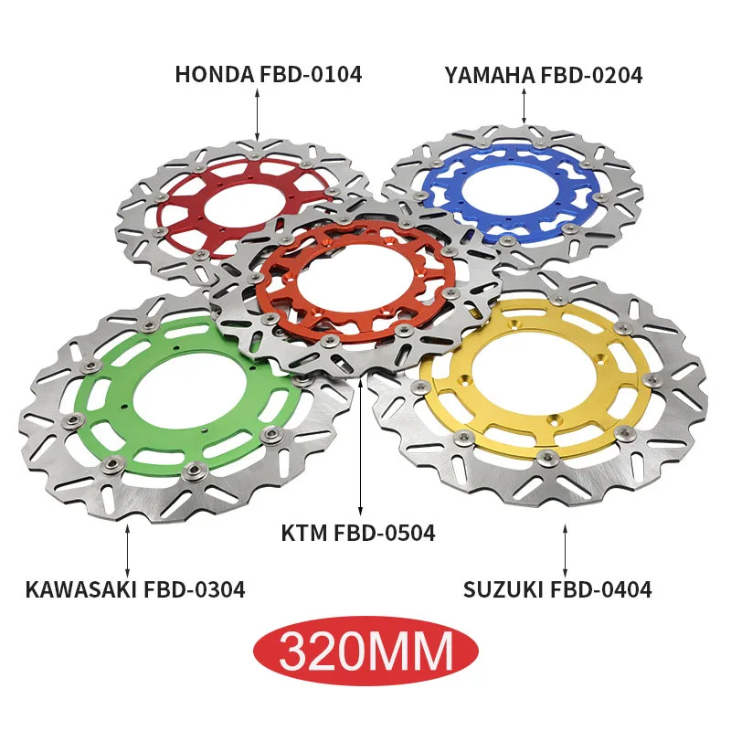 

Motocross Tuning Parts Front Brake Disc 320MM Floating Disc Rotor Adapter for Yamaha Suzuki Kawasaki KTM Brake Discs