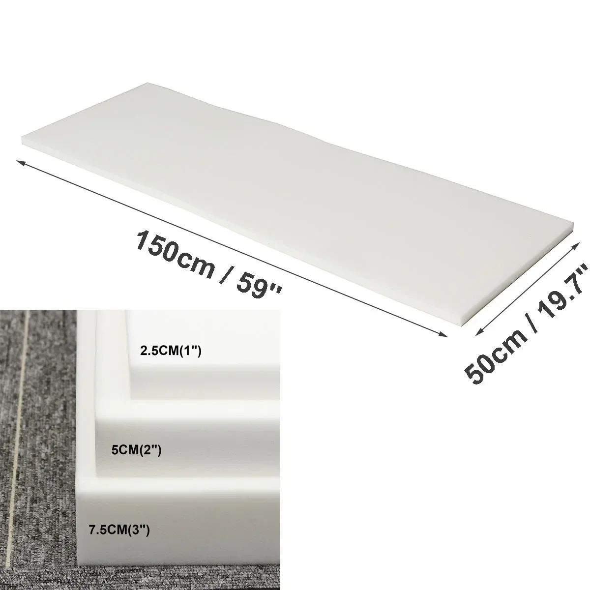 High Density Seat Cushion Foam Rubber Replacement Polyurethane Upholstery Cushion Pad White Firm Foam Sheet Cushion Pads