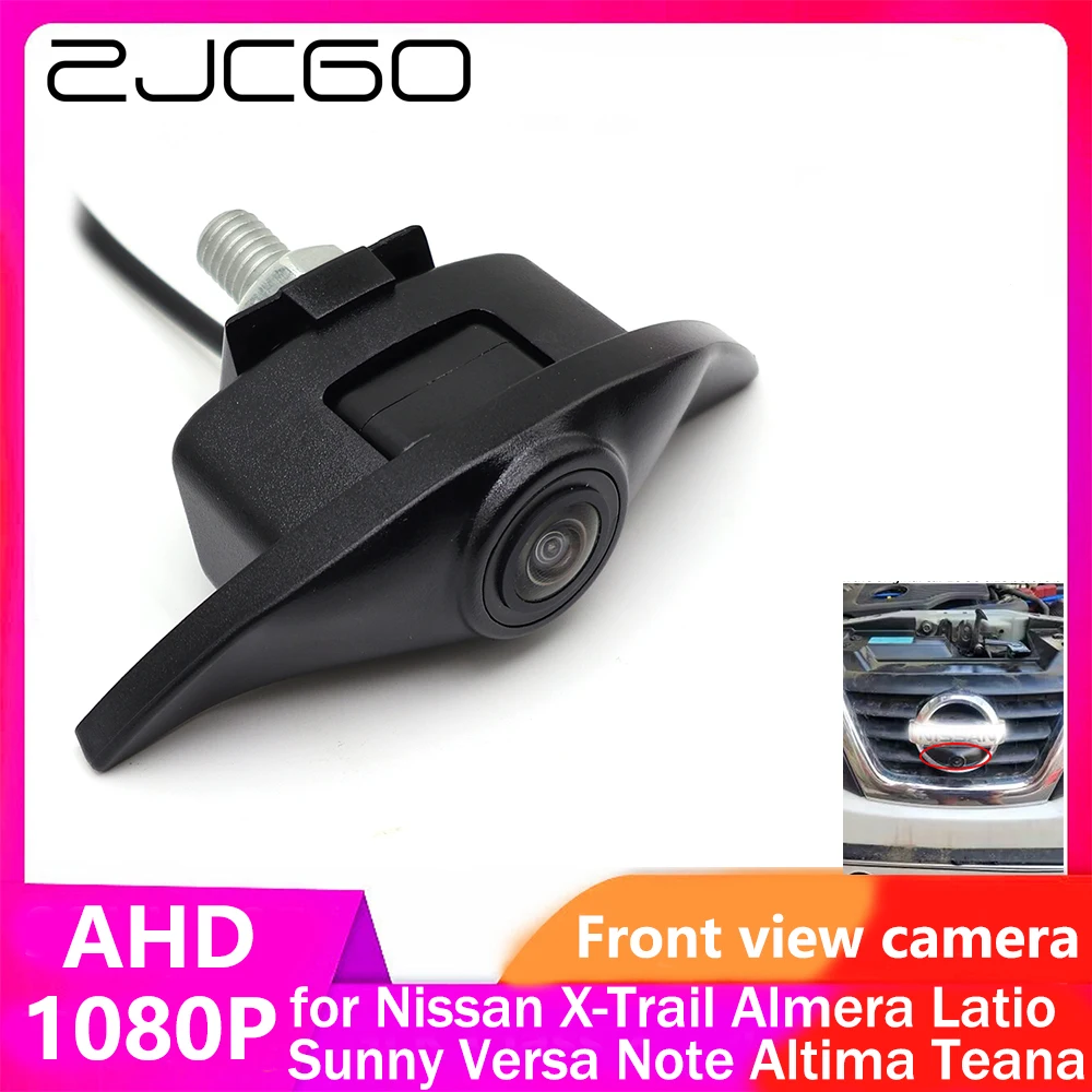 

ZJCGO AHD CVBS 1080P 170 ° Автомобильный логотип, парковочная камера переднего вида для Nissan X-Trail Almera Latio Sunny Versa Note Altima Teana