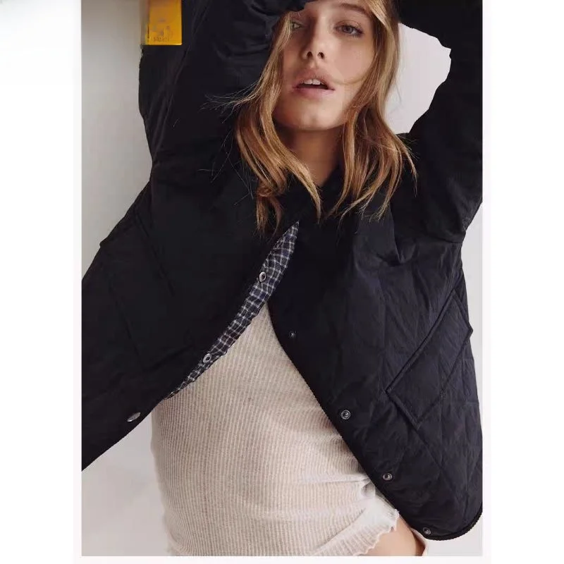 

Early Autumn 2025 New Sle Button Closure Corduroy Basted Lazy Collar Long Sve Jaet Women's Commute Straight Cut Cotton...