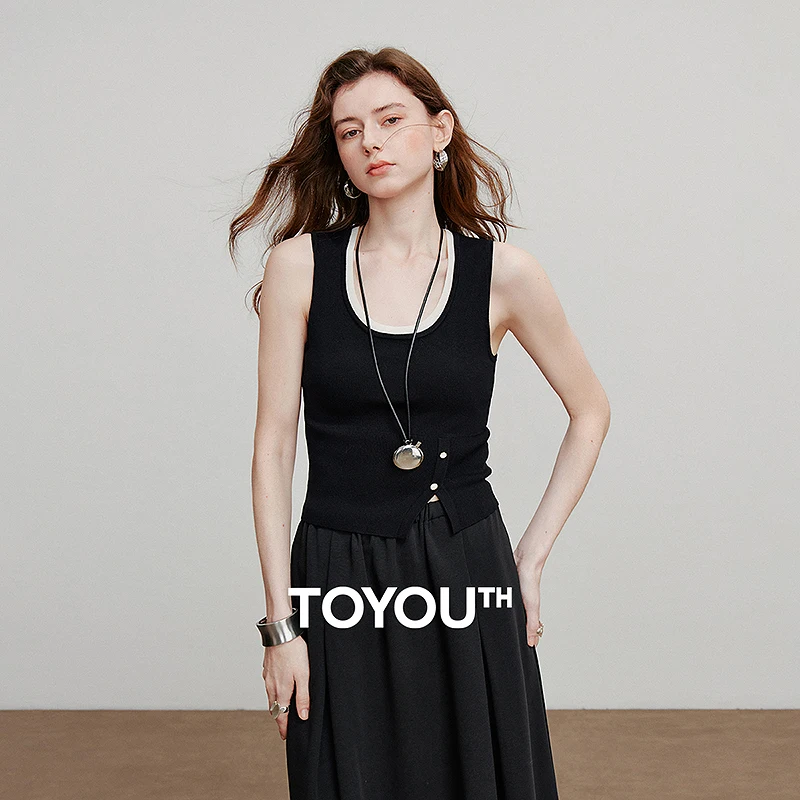 

TOYOUTH Women Knitwear 2025 Summer New Sleeveless Tank Tops 8523031