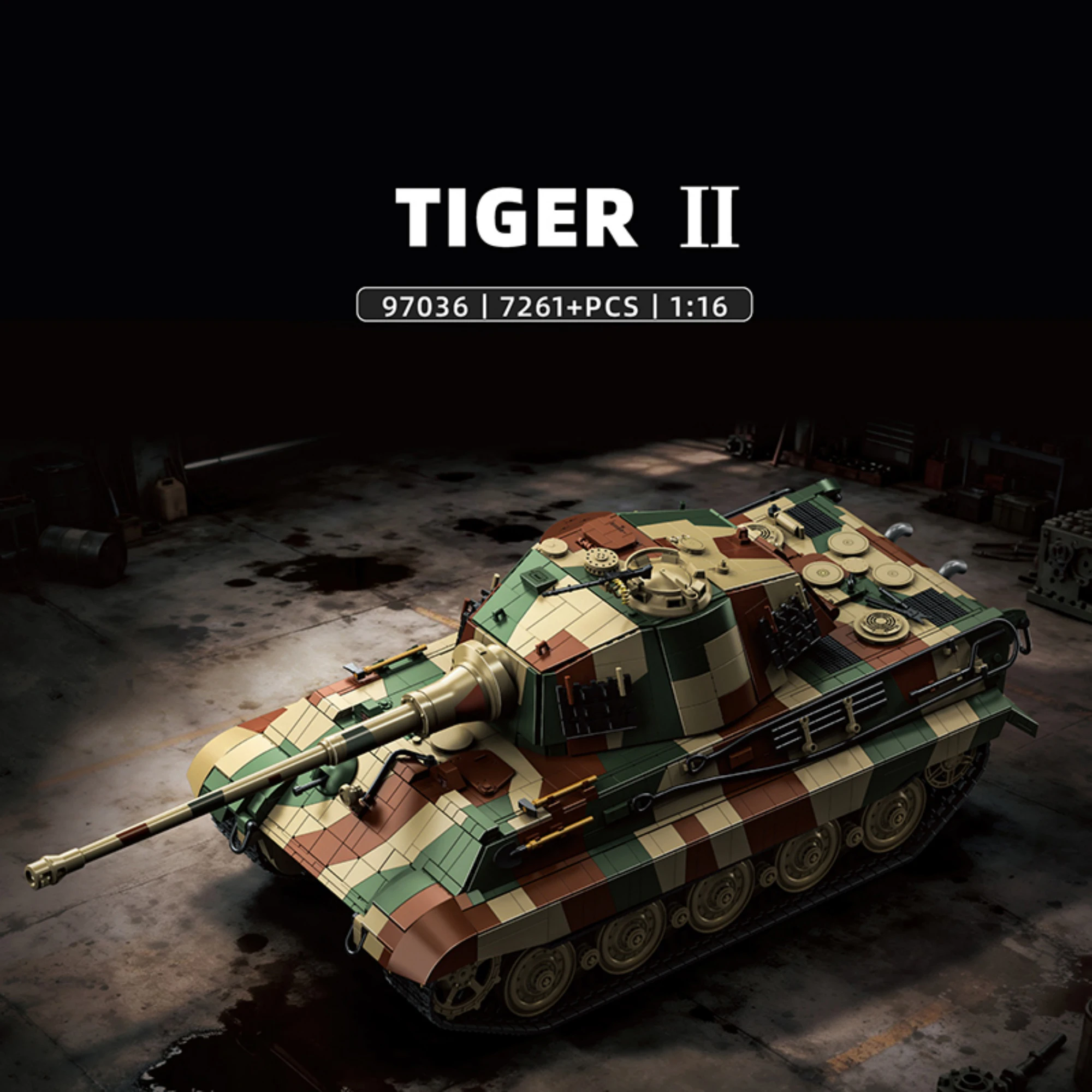 7261 Teile 1:16 Tiger King Panzer Bausteine 12GO 97036 Militär Klassischer Hauptkampfpanzer Fahrzeug Bausteine Spielzeug für Erwachsene Geschenke