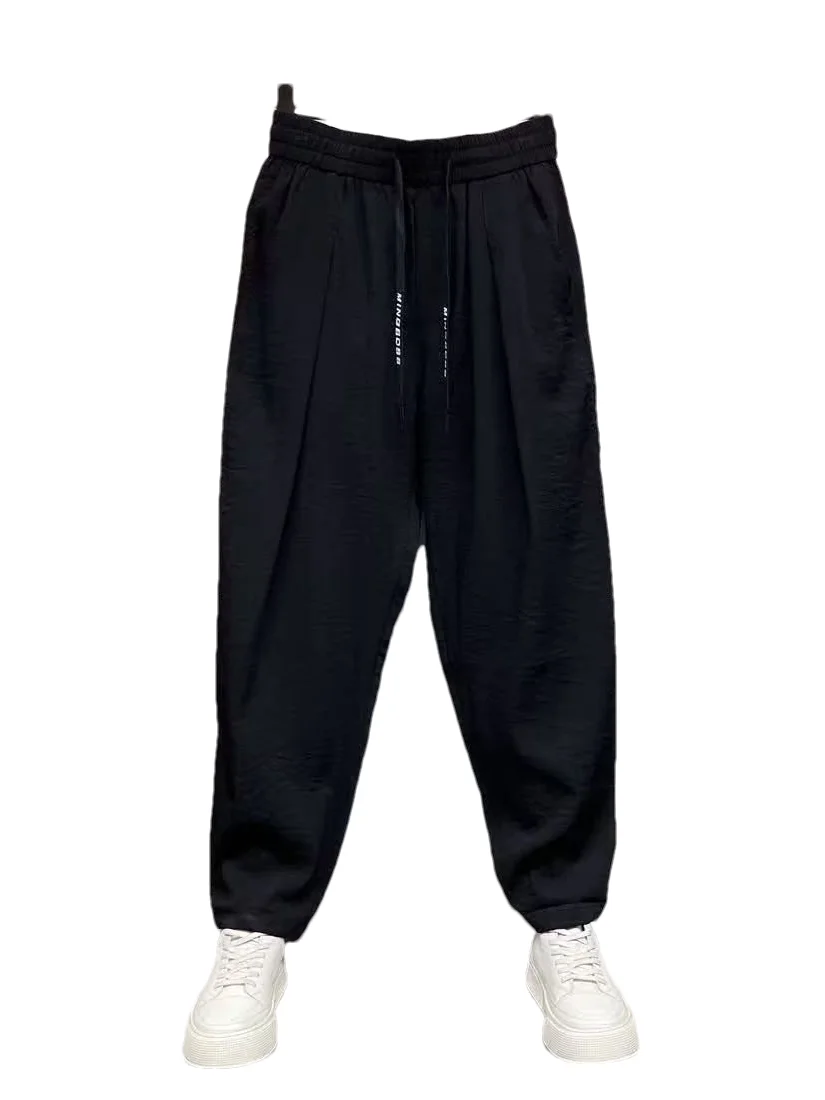 

Ice Silk Men's Summer Thin Breathable Casual Pants Drapey Loose Fit Air Conditioning Qui Dry Straight Leg Trousers