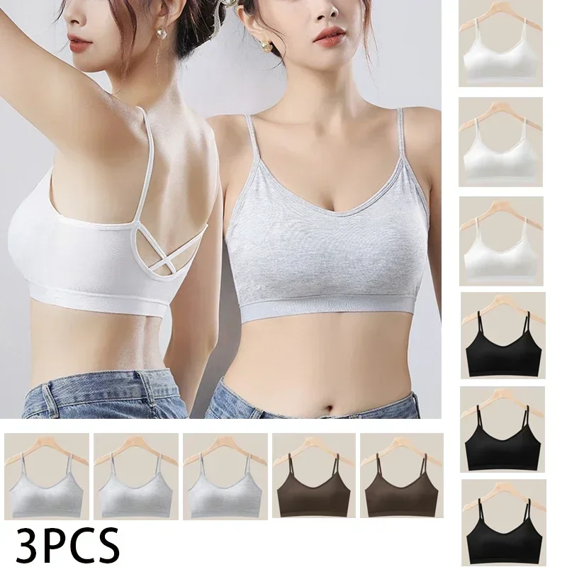 3szt Ice Silk Seamless Sport Bra Gather Prevent Sagging Underwear No Steel Ring Wygodny biustonosz w dużym rozmiarze Seksowna kamizelka Bralette