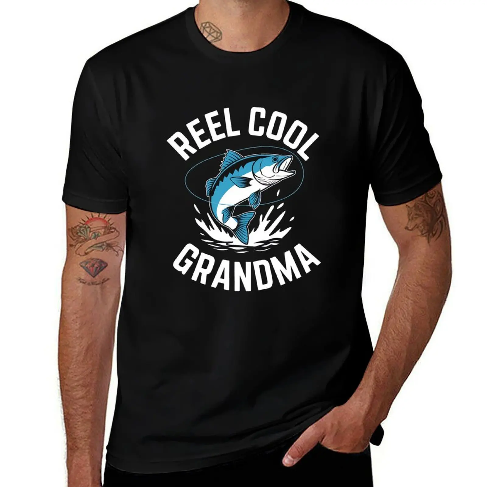 

Reel Cool Grandma Fishing T-Shirt funny gifts blue lock for a boy mens graphic t-shirts hip hop