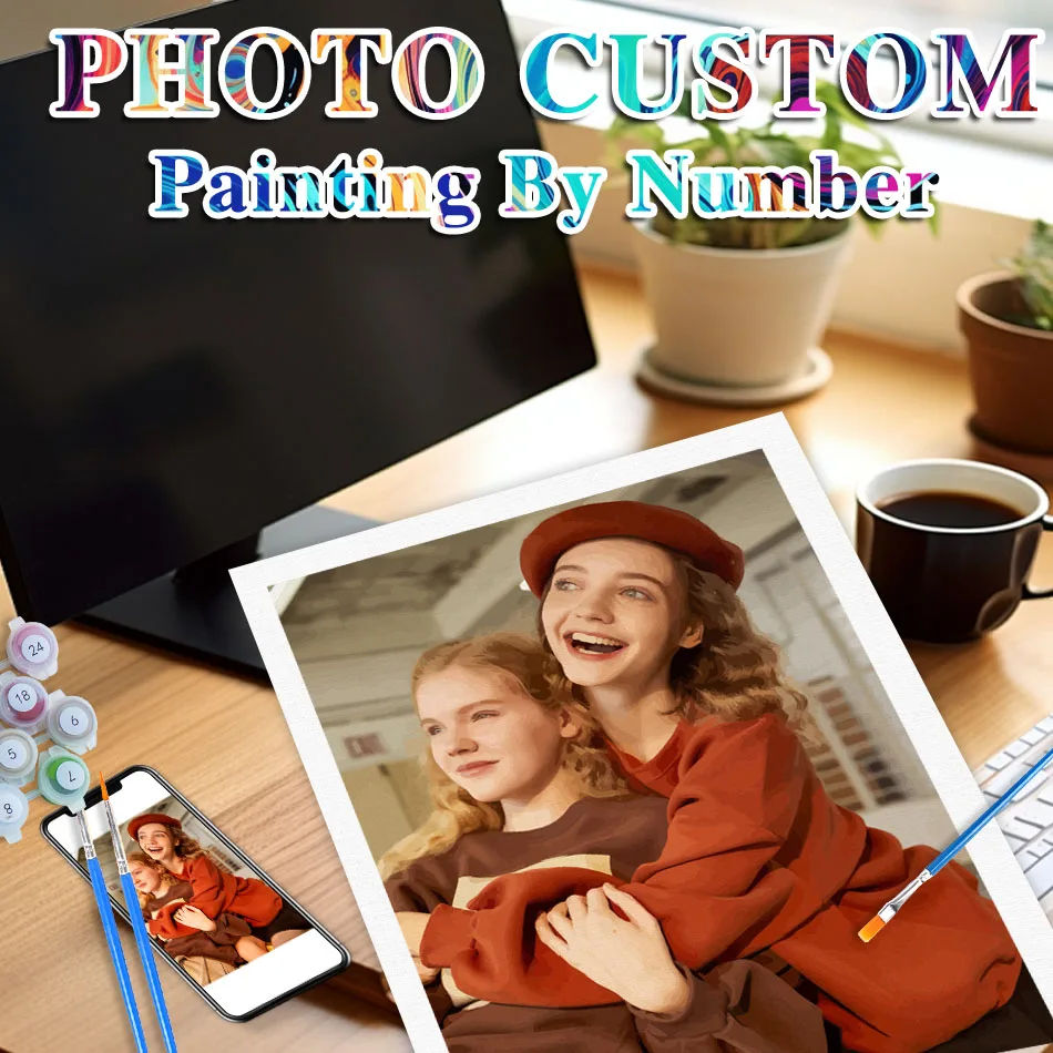 

24/36/48 Color Personalised Paint By Numbers DIY Oil painting by number adults Picture On Canvas Portrait Family Children Photo