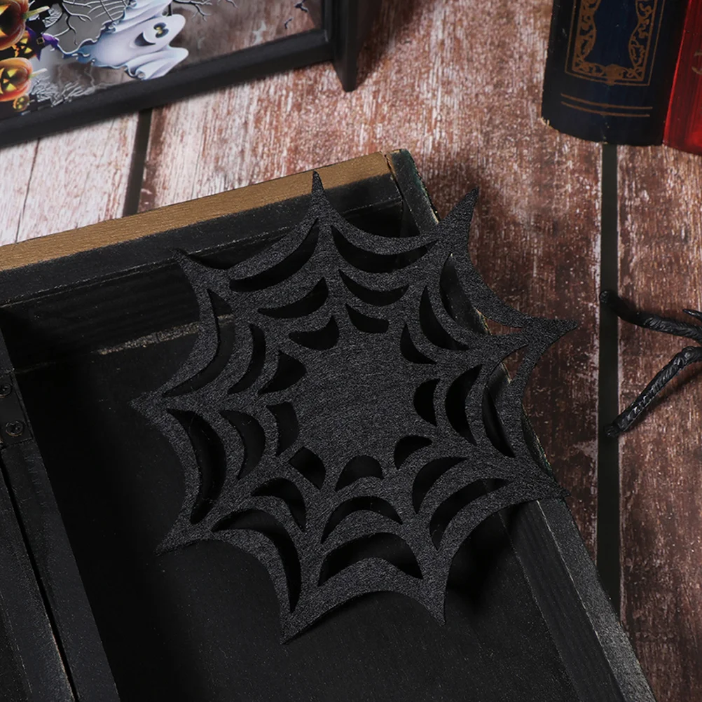 

12Pcs Spider Web Felt Coaster Set Heat Insulated Drink Cup Pads for Home Restaurant Cafe Table Protection Spider Web Coaster