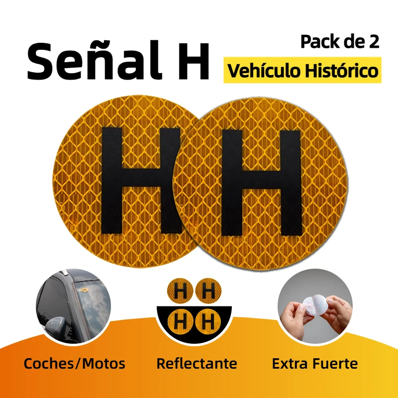 

Pack of 2 H Sign Historic Vehicle 60mm Waterproof Reflective Sticker with Strong Adhesive Car and Motorcycle Official Regulations
